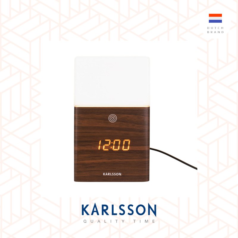Karlsson, Alarm Clock Frosted Light LED dark wood veneer (Light function)