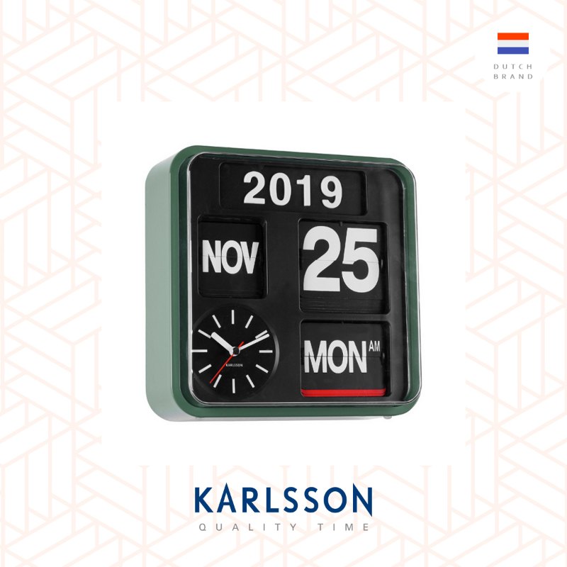 Karlsson 24.5cm Flip wall/table clock Green/Black 荷蘭Karlsson 24.5cm(小) 白黑色翻頁式 座枱/掛牆時鐘