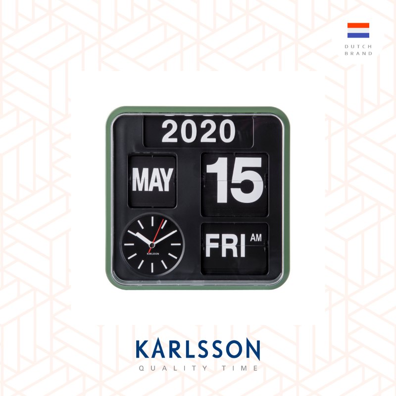 Karlsson 24.5cm Flip wall/table clock Green/Black 荷蘭Karlsson 24.5cm(小) 白黑色翻頁式 座枱/掛牆時鐘
