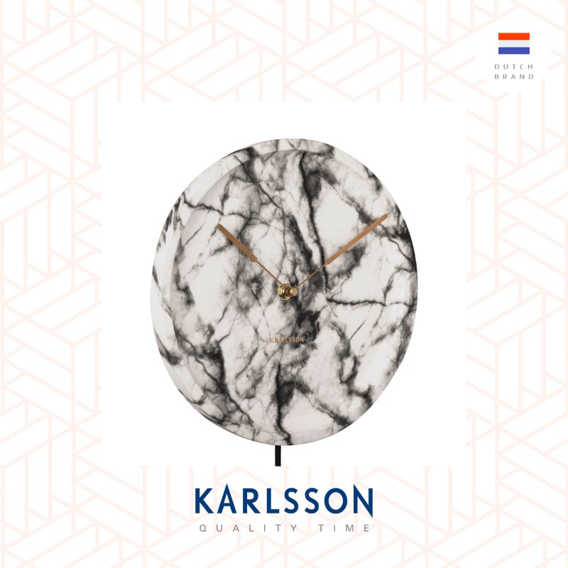 Karlsson, Wall clock Pendule Longue marble print white (Pendulum)
