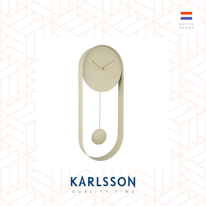 Karlsson, 50cm Wall clock Pendulum Charm steel olive green (Pendulum)