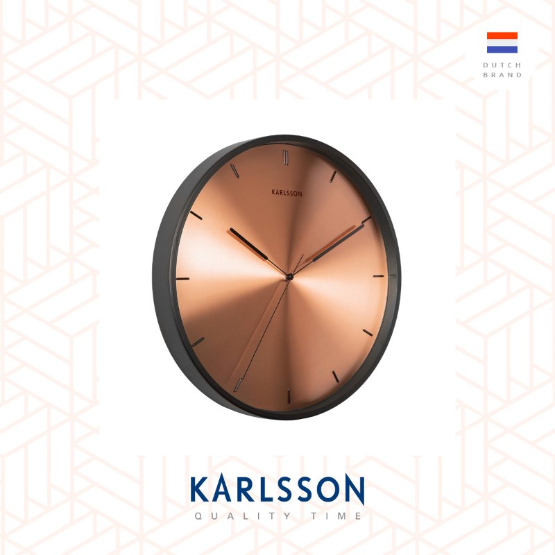 Karlsson, Wall clock Finesse copper dial, black case, design by Design Armando Breeveld
