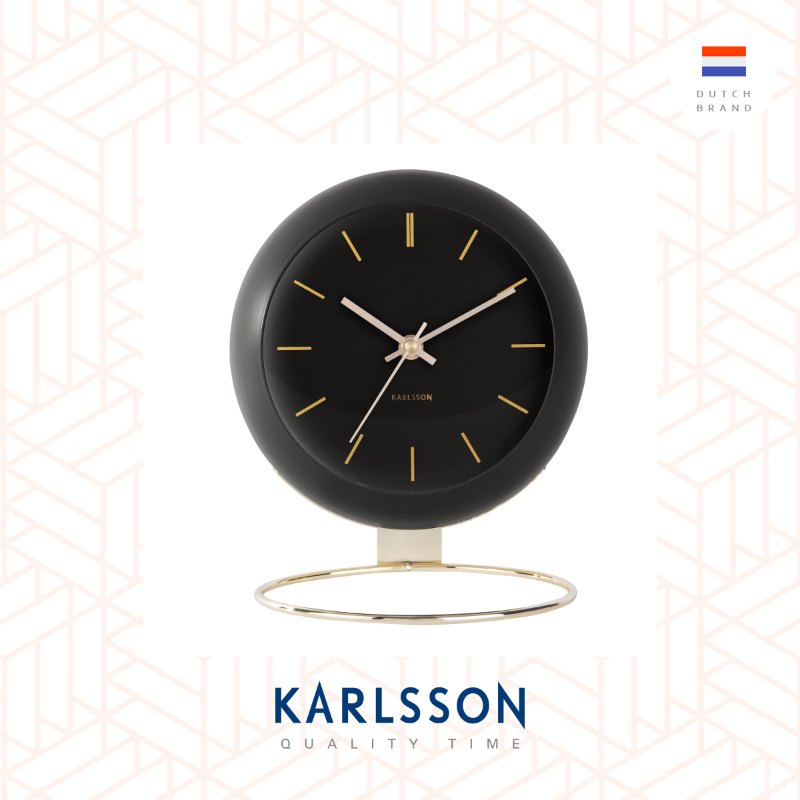 Karlsson, Table clock Globe black w. gold plated stand