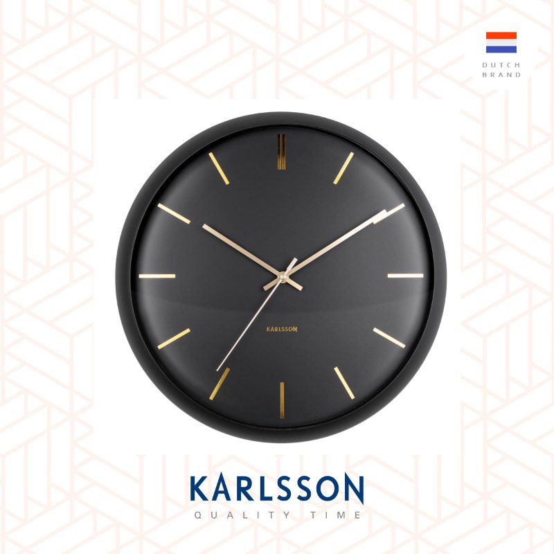 Karlsson, Wall clock 40cm Globe black, convex glass.