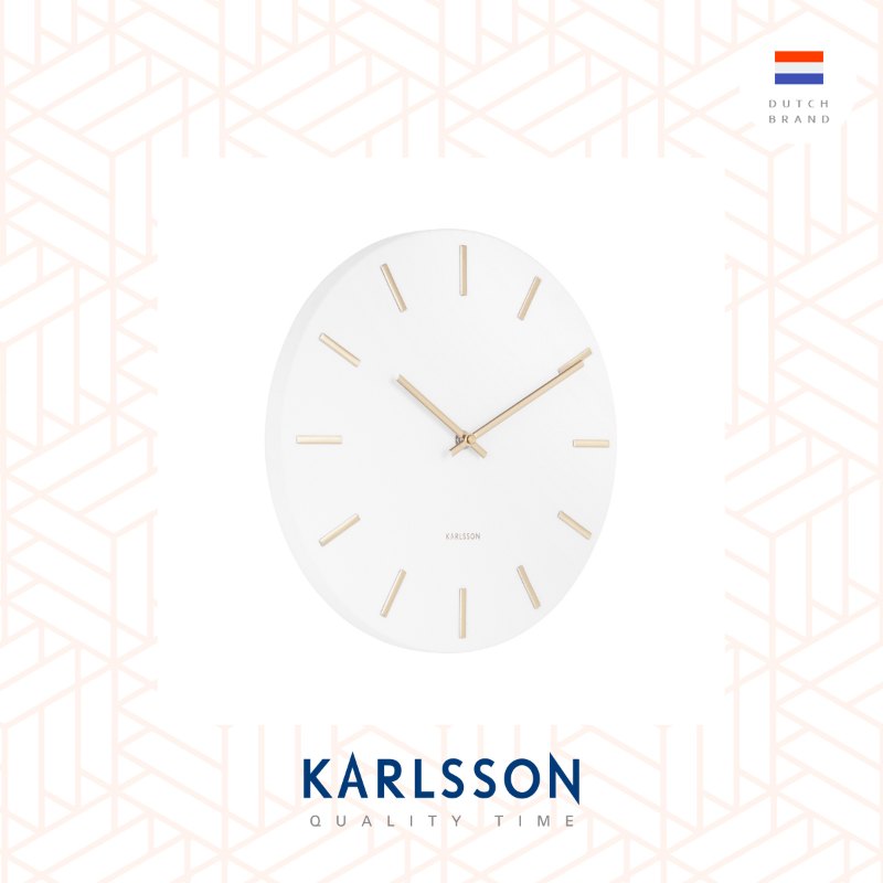 Karlsson Wall clock 30cm Charm small steel white with gold battons