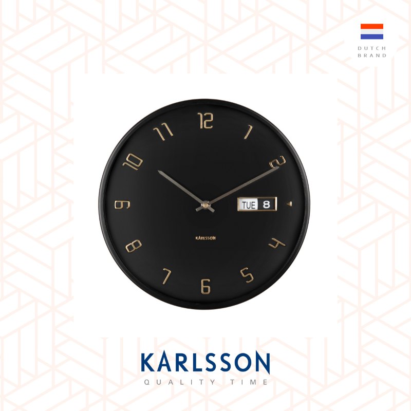 Karlsson, Wall clock 30cm Data Flip metal black, Design by Boxtel Buijs