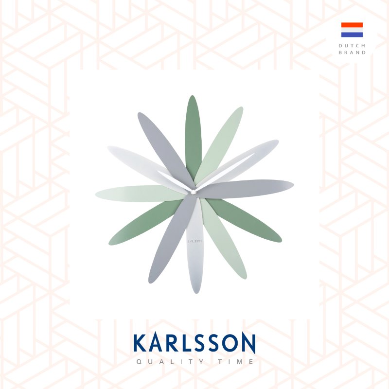 Karlsson, Wall clock 45cm Bloom green tone, Design by Callum MacSorley
