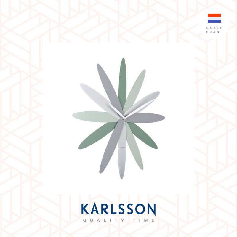 Karlsson, Wall clock 45cm Bloom green tone, Design by Callum MacSorley