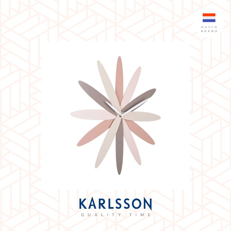 Karlsson, Wall clock 45cm Bloom pink tone, Design by Callum MacSorley