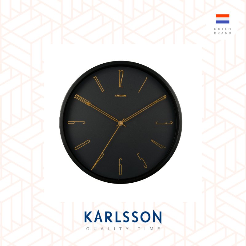 Karlsson, Wall clock 35cm Belle Numbers black, design by Design Armando Breeveld