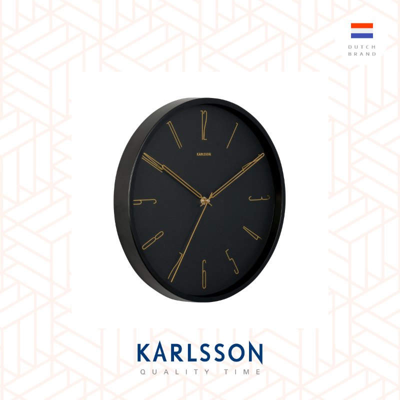 Karlsson, Wall clock 35cm Belle Numbers black, design by Design Armando Breeveld