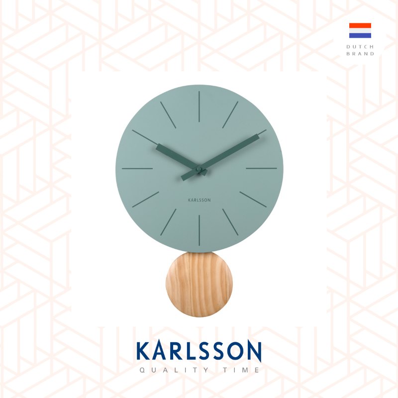 Karlsson, Wall clock L41cm Wall clock Arlo pendulum steel matt jungle green, Design by Callum MacSorley
