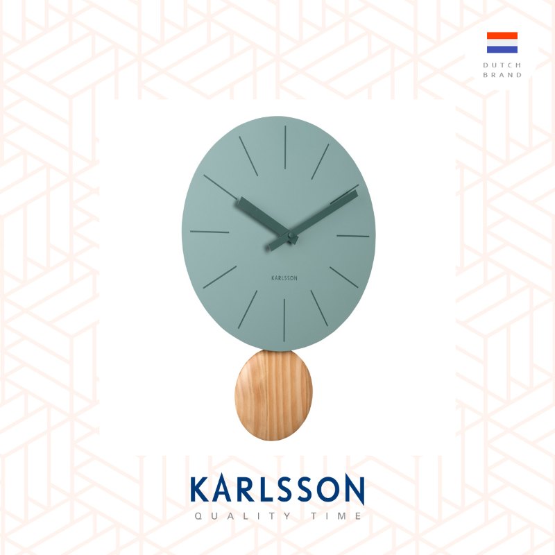 Karlsson, Wall clock L41cm Wall clock Arlo pendulum steel matt jungle green, Design by Callum MacSorley