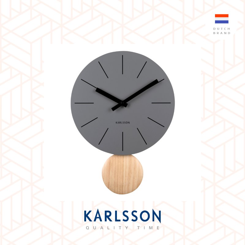 Karlsson, Wall clock L41cm Wall clock Arlo pendulum steel matt dark grey, Design by Callum MacSorley