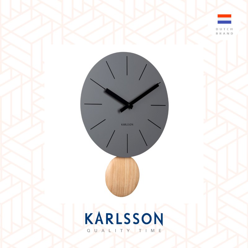 Karlsson, Wall clock L41cm Wall clock Arlo pendulum steel matt dark grey, Design by Callum MacSorley