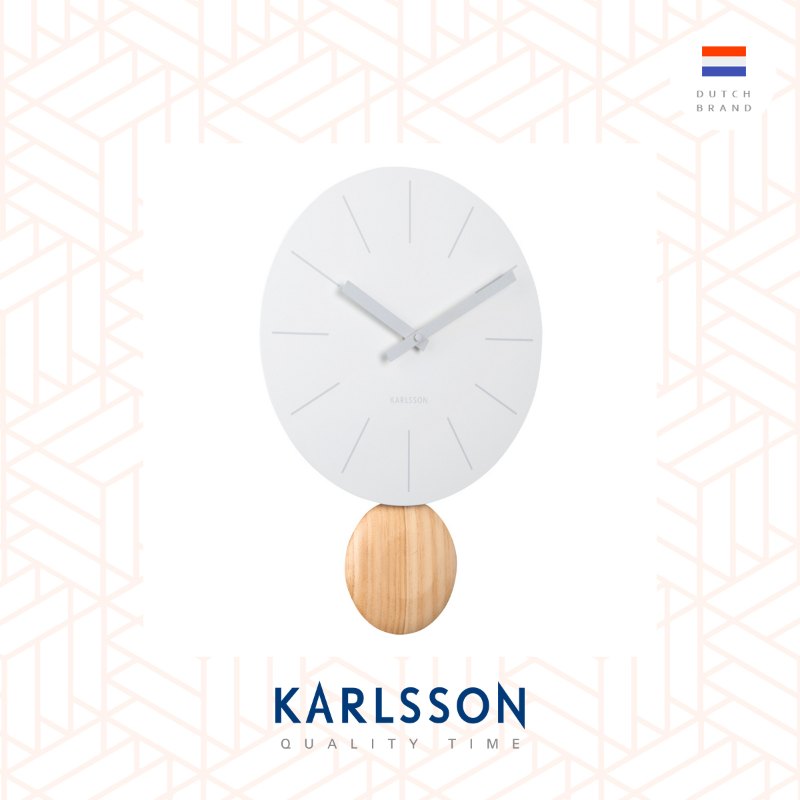 Karlsson, Wall clock L41cm Wall clock Arlo pendulum steel matt white, Design by Callum MacSorley