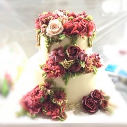 雙層花藝蛋糕 韓式唧花蛋糕