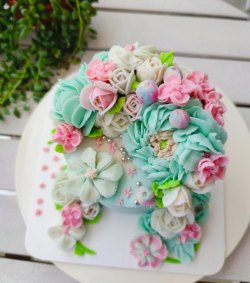 花藝蛋糕   韓式唧花蛋糕