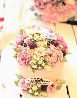 花藝蛋糕結婚周年蛋糕 韓式唧花蛋糕