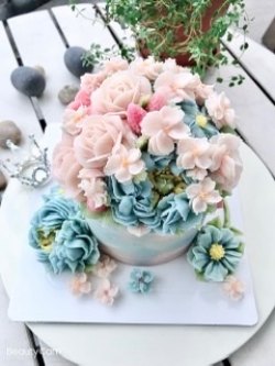 花藝生日蛋糕 韓式唧花