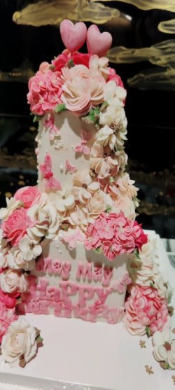 韓式唧花蛋糕 雙層花藝創作豆蓉生日蛋糕