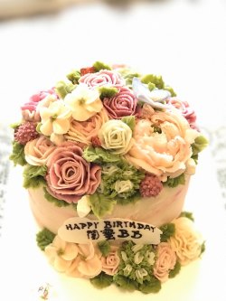 韓式唧花蛋糕 男友的繡球花生日蛋糕