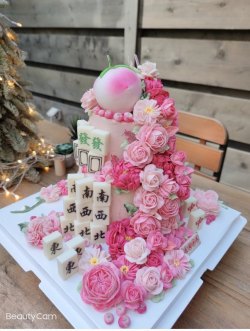 麻雀 二層蛋糕 韓式唧花蛋糕