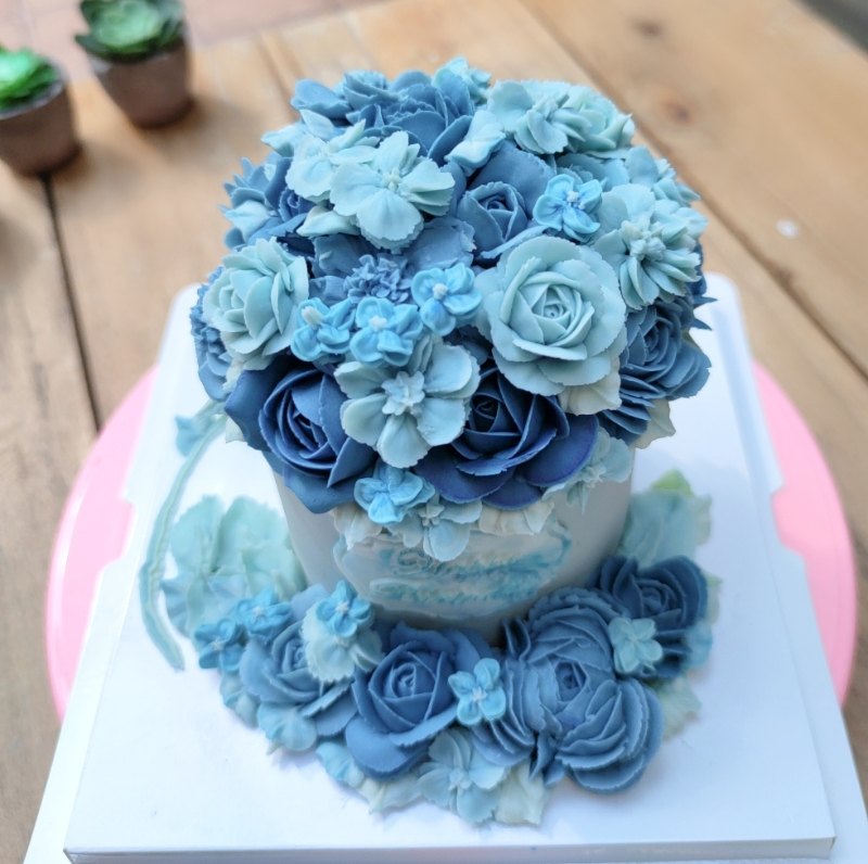 心形花藝❤️蛋糕 韓式唧花蛋糕