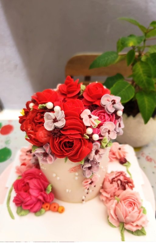 花藝蛋糕 韓式唧花蛋糕