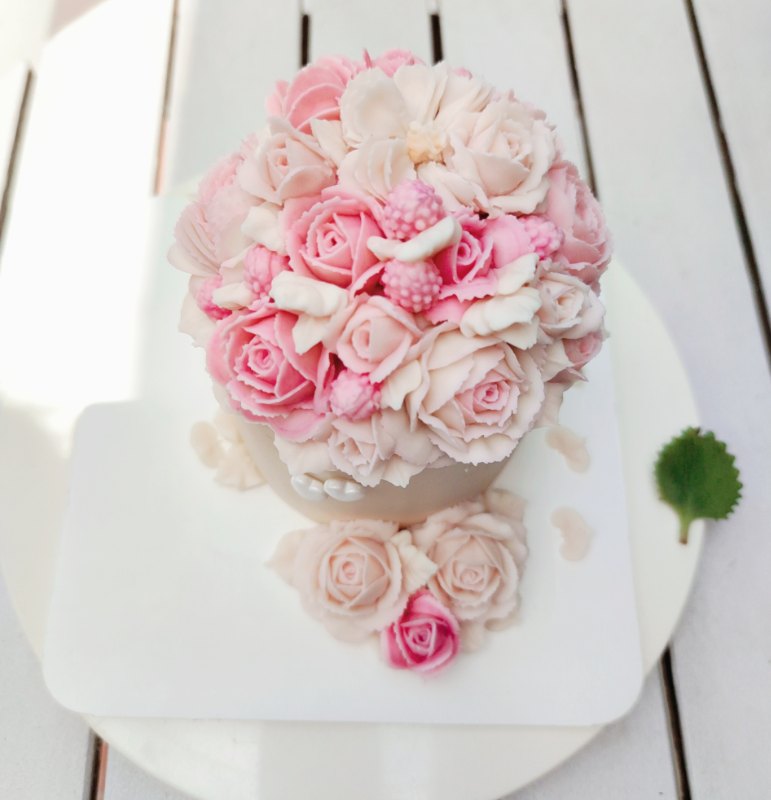 粉紅色的浪漫 花藝蛋糕
