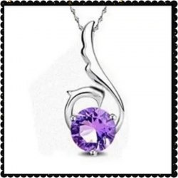 精緻迷人小花形紫水晶頸鏈《優惠價出售 *包平郵*》(型號：JP-NL-0029)
