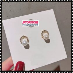 簡約精緻珍珠鋯石耳環《優惠價出售 *包平郵*》(型號：JP- ER-0115)