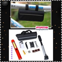 實用便攜山地車自行修車打氣筒補胎工具組合套裝 + 磁鐵吸管維修燈【會員減 3元】(型號:JP-SP-1030) 郵費在《10元或以下》包郵，用順豐《在貨價扣減10元》作補貼