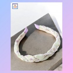 清麗脫俗仿珍珠麻花布編織辮子形態髮箍 *紫綠色*《附送精美*紐扣絨布袋*一個 ※ 送完即止 ※》(型號：JS-HB-01)【 ※長期優惠 9折, 第二件 85折, 第三件開始一律8折※ 《包順豐運費》】