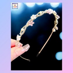 甜美可愛仿珍珠水鑽髮箍《附送精美*紐扣絨布袋*一個》(型號：JS-HB-05)【 ※長期優惠 9折, 第二件 85折, 第三件開始一律8折※ 《包順豐運費》】