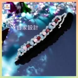 【自家設計】晶瑩剔透玻璃玉碎琉璃白水晶波浪形手鏈《附送精美*紐扣絨布袋*一個 ※ 送完即止 ※》(型號：JS-HDB-14)【 ※長期優惠 9折, 第二件 85折, 第三件開始一律8折※ 《包順豐運費》】