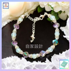 【自家設計】優雅閃亮晶瑩剔蛋白石四葉草紫水晶手鏈《附送精美*紐扣絨布袋*一個 ※ 送完即止 ※》(型號：JS-HDB-15)【 ※長期優惠 9折, 第二件 85折, 第三件開始一律8折※ 《包順豐運費》】