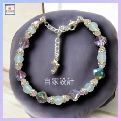 【自家設計】優雅閃亮晶瑩剔蛋白石四葉草紫水晶手鏈《附送精美*紐扣絨布袋*一個 ※ 送完即止 ※》(型號：JS-HDB-15)【 ※長期優惠 9折, 第二件 85折, 第三件開始一律8折※ 《包順豐運費》】