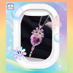 宮庭式設計高貴閃亮粉紅色水晶吊咀連頸鏈 *頸鏈可自由更換*《附送精美*紐扣絨布袋*一個 ※ 送完即止 ※》(型號：JS-N-75)【 ※長期優惠 9折, 第二件 85折, 第三件開始一律8折※ 《包順豐運費》】