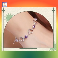 精緻設計心連心紫色鋯石手鏈《附送精美*紐扣絨布袋*一個》(型號：JS-B-13)【 長期優惠 9折※一次過購買兩件 85折, 一次過購買三件或以上一律8折※ 《包順豐運費》】