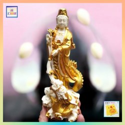 象牙果描金御龍觀音佛像【禮盒裝】《附送*淨佛布* 一條》《附送*淨佛布* 一條“送完即止”》(型號：JS-BS-7)【*優惠價*直接出售，不設折扣優惠】不設郵寄, 可用順豐到付《購買滿 500元或以上 包順豐》