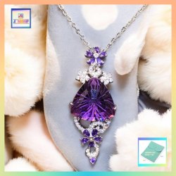 璀璨瑰麗女皇權杖款閃亮紫水晶吊咀連頸鏈*頸鏈可自由更換*《附送精美*紐扣絨布袋*一個 ※ 送完即止 ※》(型號：JS-N-100)【長期優惠 9折※一次過購買兩件 85折, 一次過購買三件或以上一律8折※ 包順豐運費】