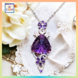 璀璨瑰麗女皇權杖款閃亮紫水晶吊咀連頸鏈*頸鏈可自由更換*《附送精美*紐扣絨布袋*一個 ※ 送完即止 ※》(型號：JS-N-100)【長期優惠 9折※一次過購買兩件 85折, 一次過購買三件或以上一律8折※ 包順豐運費】