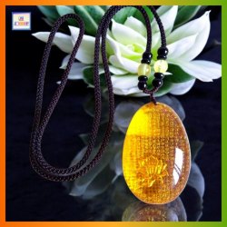 仿金珀內雕心經蓮花吊墜配瑪瑙繩 (型號：JS-BN-01)【*優惠價*直接出售，不設折扣優惠】不設郵寄, 可用順豐到付《購買滿 500元或以上 包順豐》