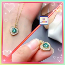 高雅精緻心型綠水晶吊咀連頸鏈 *頸鏈可自由更換*《附送精美*紐扣絨布袋*一個 ※ 送完即止 ※》(型號：JS-N-125)【長期優惠 9折※一次過購買兩件 85折, 一次過購買三件或以上一律8折※ 包順豐運費】