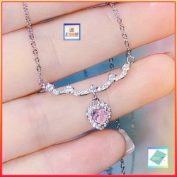 閃耀雅緻粉色鋯石頸鏈《附送精美*紐扣絨布袋*一個 ※ 送完即止 ※》(型號：JS-N-131)【長期優惠 9折※一次過購買兩件 85折, 一次過購買三件或以上一律8折※ 包順豐運費】