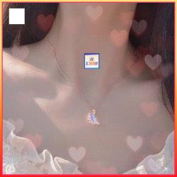 浪漫激光藍月亮石英吊咀連頸鏈《附送精美*紐扣絨布袋*一個 ※ 送完即止 ※》(型號：JS-N-137)【長期優惠 9折※一次過購買兩件 85折, 一次過購買三件或以上一律8折※ 包順豐運費】