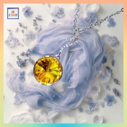 閃亮獨特施華洛黃水晶吊咀連頸鏈《附送精美*紐扣絨布袋*一個 ※ 送完即止 ※》(型號：JS-N-153)【長期優惠 9折※一次過購買兩件 85折, 一次過購買三件或以上一律8折※ 包順豐運費】