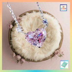 精緻閃亮粉色水晶心形頸鏈《附送精美*紐扣絨布袋*一個 ※ 送完即止 ※》(型號：JS-N-159)【長期優惠 9折※一次過購買兩件 85折, 一次過購買三件或以上一律8折※ 包順豐運費】
