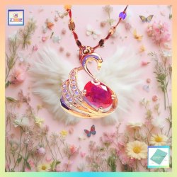 瑰麗精緻紅水晶玫瑰金天鵝吊咀連玫瑰金頸鏈 *頸鏈可自由更換*《附送精美*紐扣絨布袋*一個 ※ 送完即止 ※》(型號：JS-N-160)【長期優惠 9折※一次過購買兩件 85折, 一次過購買三件或以上一律8折※ 包順豐運費】